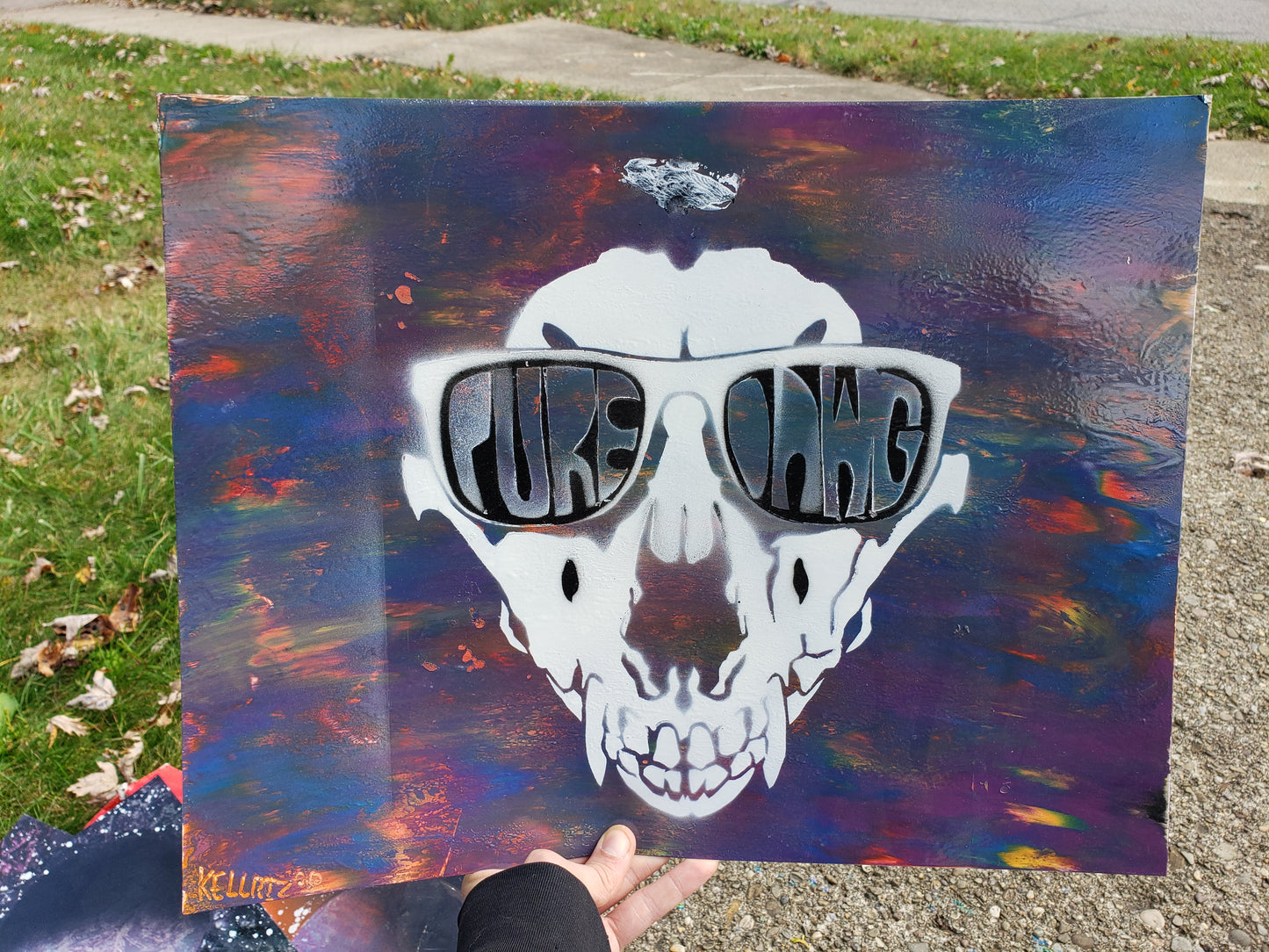 Pure dawg band rainbow oil background