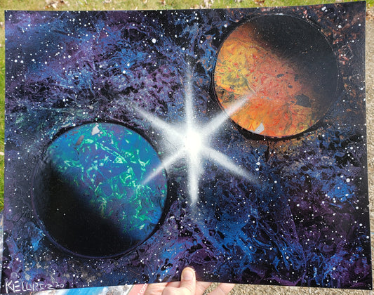 Two planet space painting