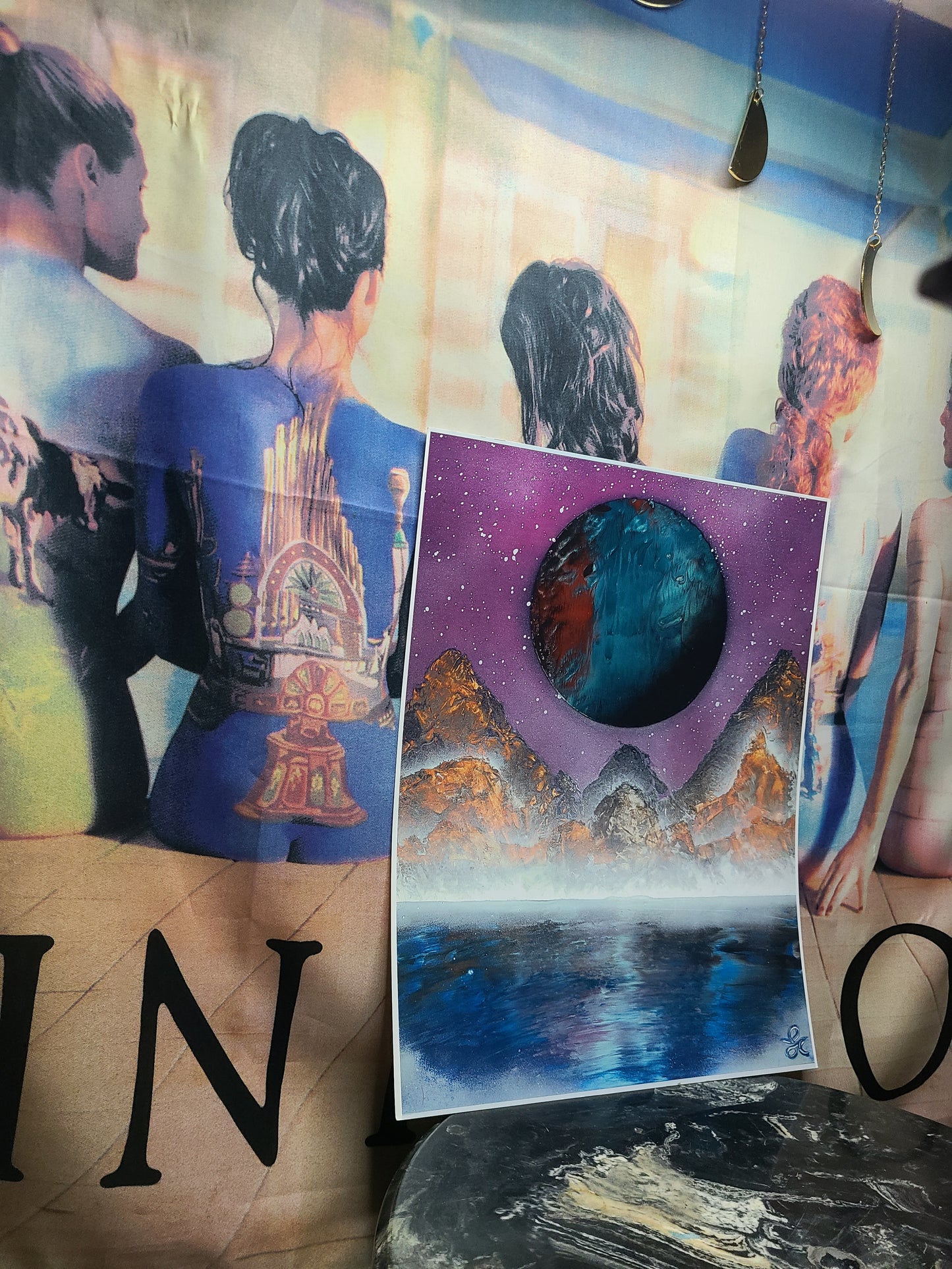 Print / Poster of Misty mountain, Purple sky