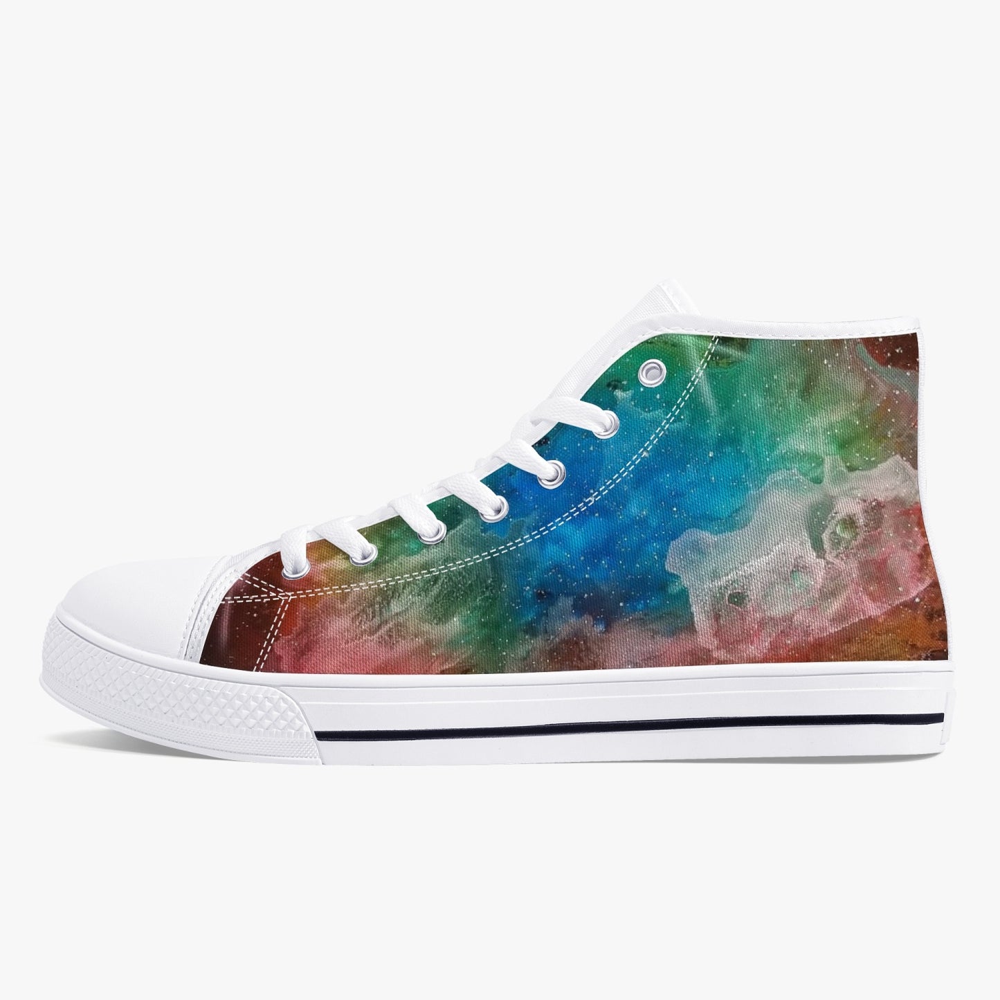 NEBULA Classic High-Top Canvas Shoes - White/Black