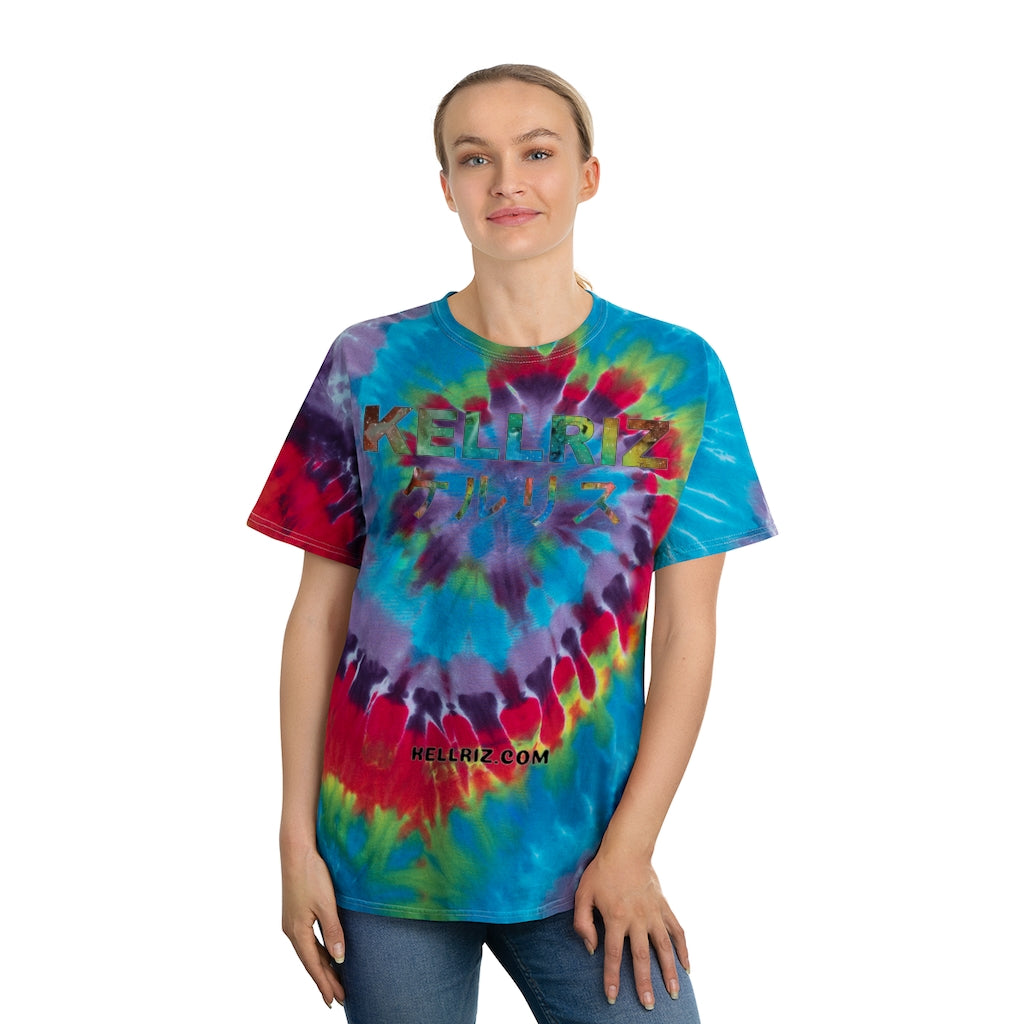 KELLRIZ Tie-Dye Tee, Spiral Japanese text