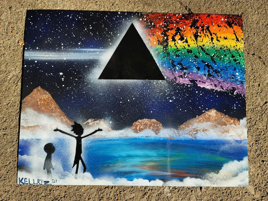 Pink Floyd Dark Side of The Moon / Rick and Morty collab Mountain Scene