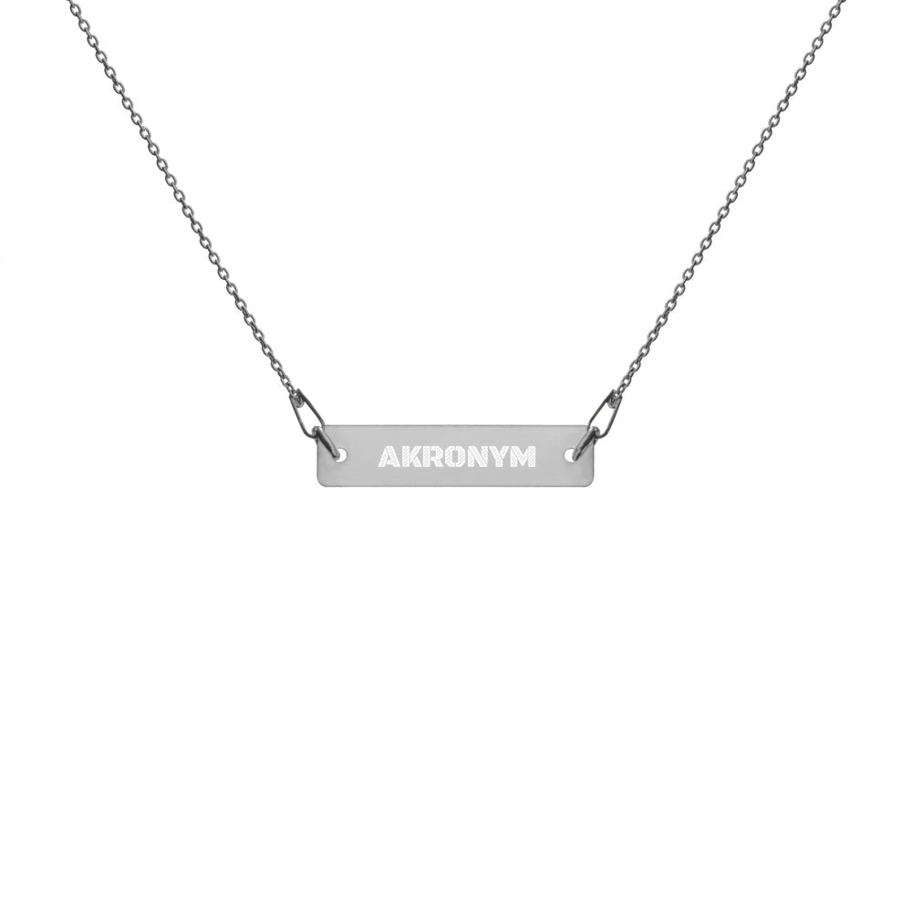 Engraved Silver Bar Chain Necklace