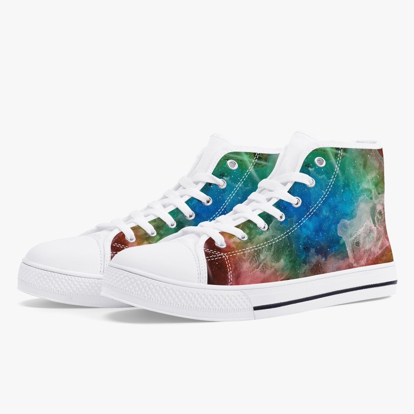 NEBULA Classic High-Top Canvas Shoes - White/Black