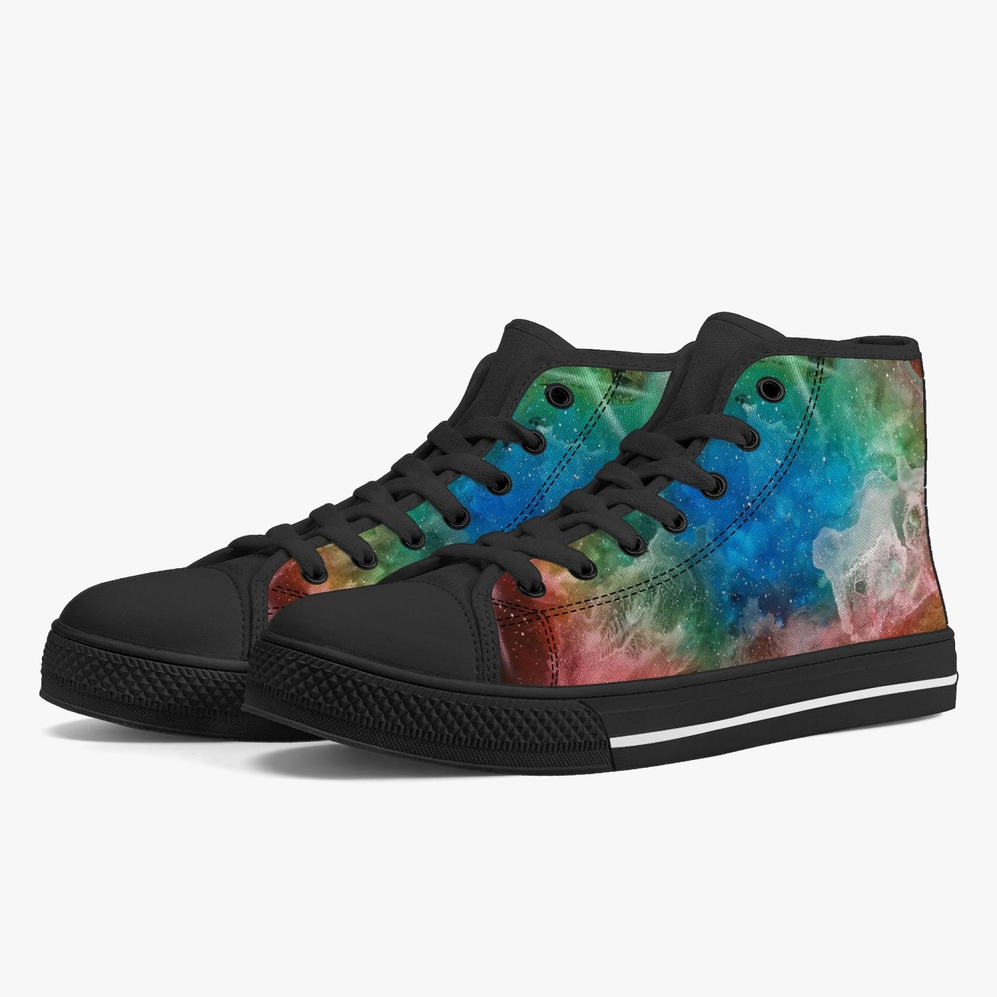 NEBULA Classic High-Top Canvas Shoes - White/Black