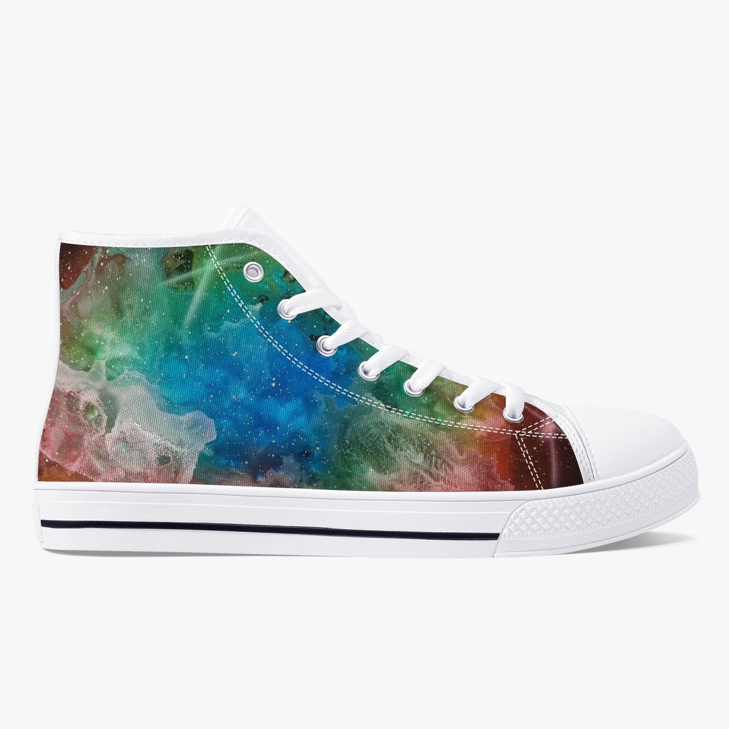 NEBULA Classic High-Top Canvas Shoes - White/Black