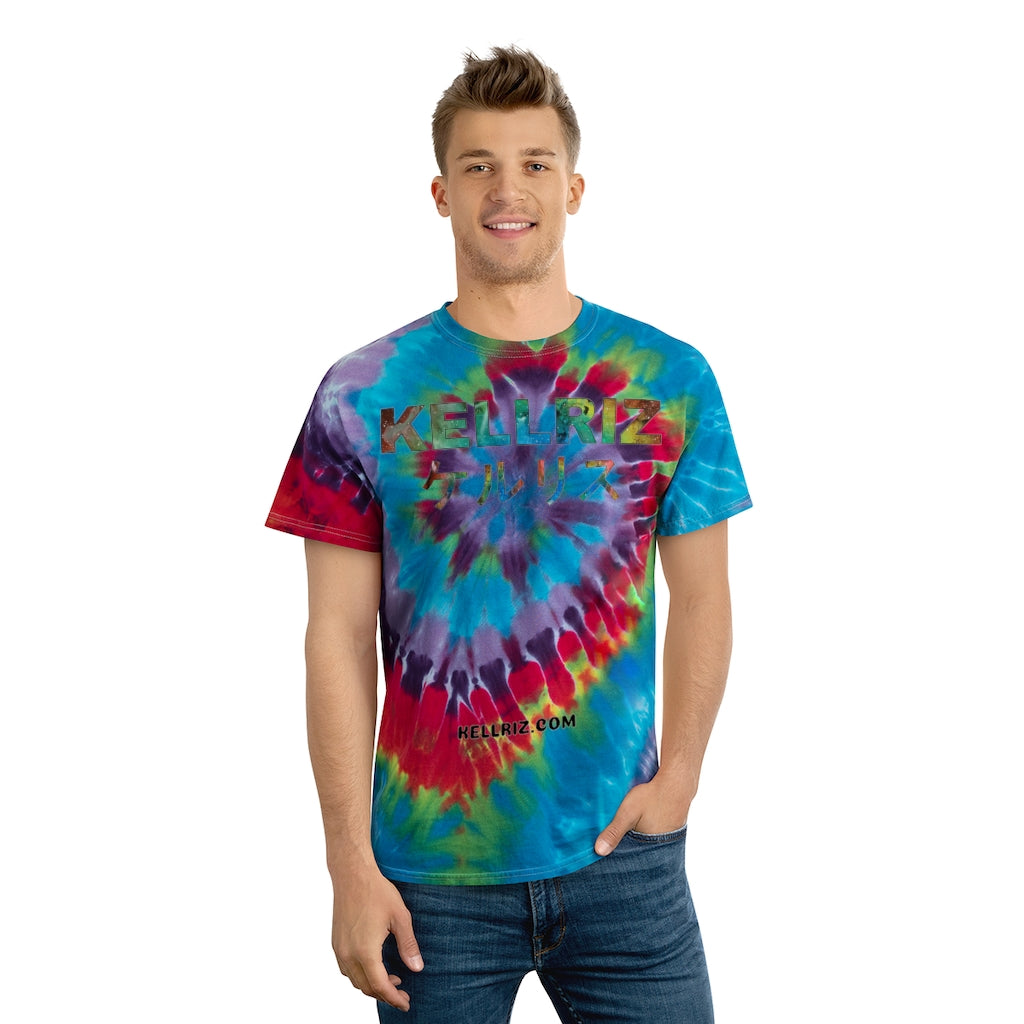 KELLRIZ Tie-Dye Tee, Spiral Japanese text