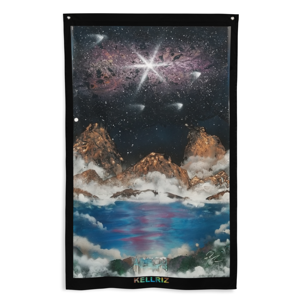 Purple Nebula Misty Mountain Flag