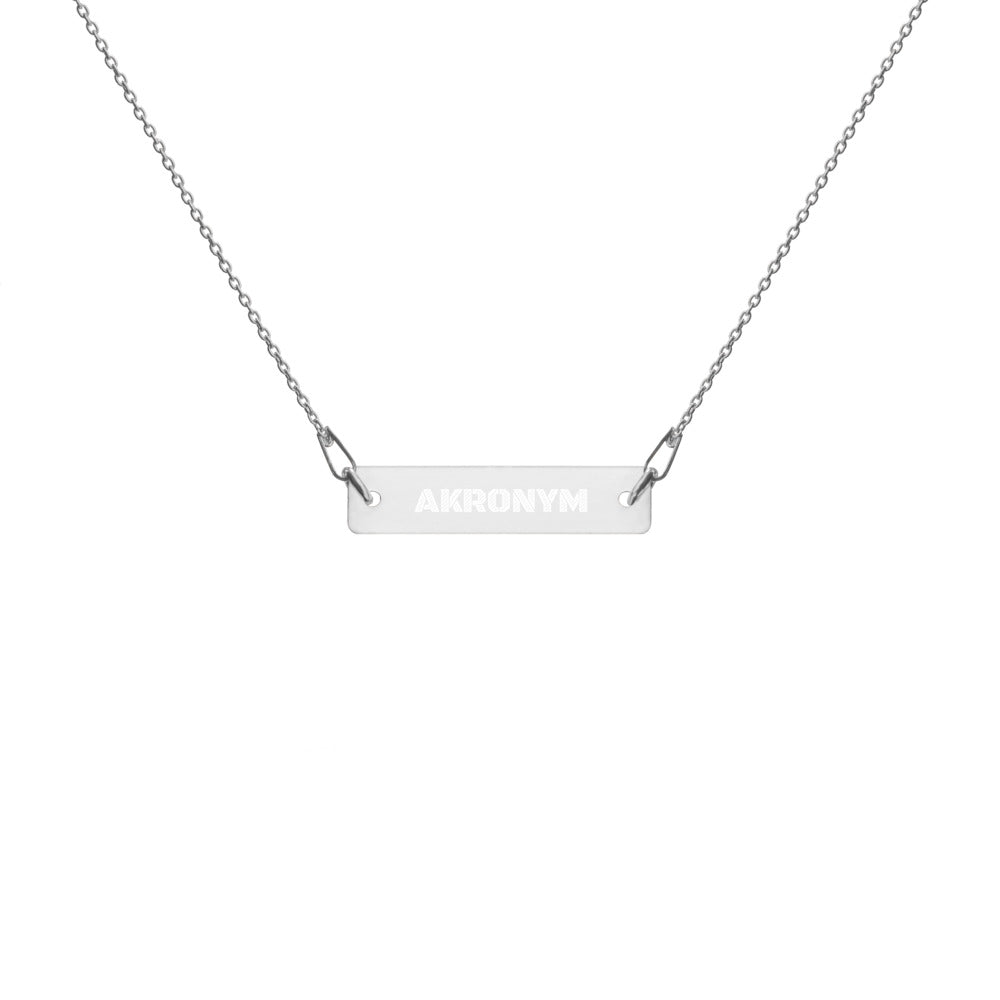 Engraved Silver Bar Chain Necklace