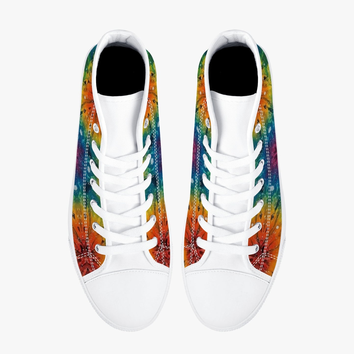 Mandala explosion High-Top Canvas Shoes - White/Black